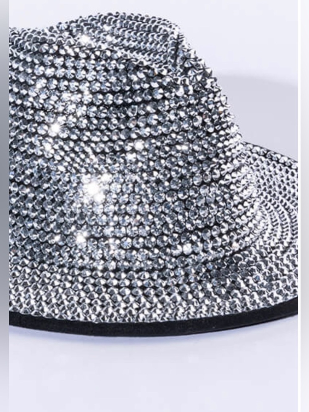 AKIRA Cute Silver & Black Rhinestone Fedora Cowboy Hat Cap Michael Jackson New 🤩 - Picture 2 of 11
